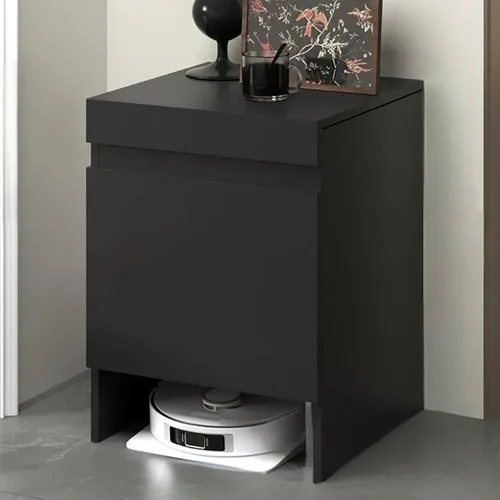 Miniatura 8 de Gabinete de almacenamiento con puertas para robot aspirador, mesa auxiliar para oficina en casa, estante independiente de madera para sala de estar