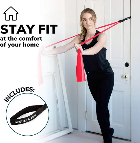 Miniatura 6 de Resistance Bands for Working Out 7Ft Long Resistance Bands Super Exercise Bands with Carry Pouch and Door Anchor I Latex Free Workout Bands Rojo