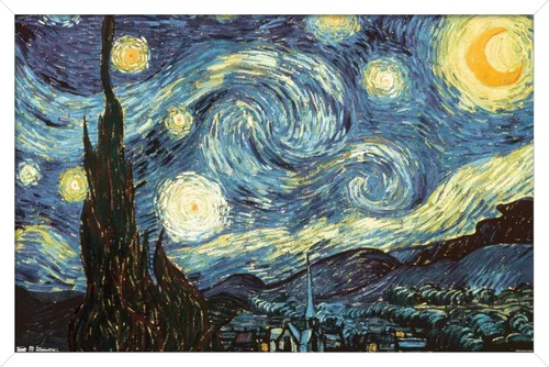 Miniatura 13 de Trends International Póster de pared The Starry Night de Vincent van Gogh, 14.725 x 22.375 pulgadas, versión enmarcada de madera de granero