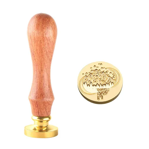 Miniatura 9 de Sello de cera con cabeza de latón extraíble de 1.181 in y mango de palisandro, sello de cera personalizado retro vintage para invitaciones de sobres