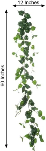 Miniatura 3 de Efavormart - Guirnalda artificial de hojas de álamo verde de 5 pies, vid verde exuberante al tacto real para grandes banquetes de mesa y decoración