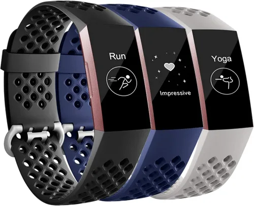 Maledan Bandas compatibles con Fitbit Charge 3/Charge 4, mujeres y hombres, correa deportiva transpirable de repuesto con agujeros de aire para