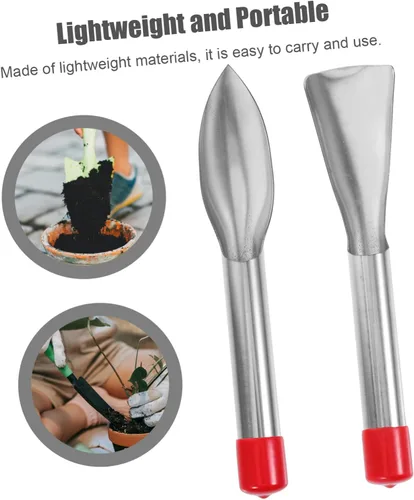 Miniatura 9 de Paleta de jardín de acero inoxidable, herramientas de mano ergonómicas para excavar y plantar plantas, palas de jardinería ligeras y portátiles