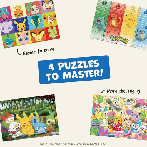 Miniatura 4 de Buffalo Games Rompecabezas de Pokémon, paquete de 4, 500 piezas cada uno, multicolor, incluye 4 pósters, actividad sin pantalla, regalo