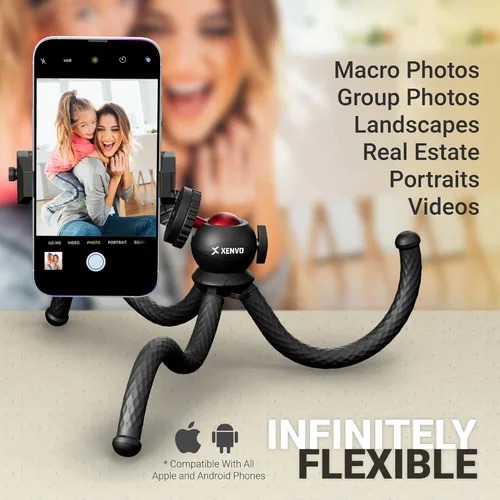 Miniatura 2 de Xenvo SquidGrip - Trípode flexible para teléfono celular y soporte portátil para cámara de acción, compatible con iPhone, GoPro, Android, Samsung