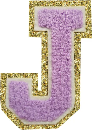 Miniatura 74 de SPRT - Parches de letras de chenilla universitaria con purpurina, parche de letras blancas para planchar con letras del alfabeto para disfraz