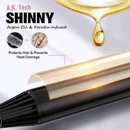 Miniatura 3 de FARERY Rizador de barril largo de 1 pulgada, rizador cerámico para cabello fino, infundido con aceite de argán y queratina, peinado duradero, 11