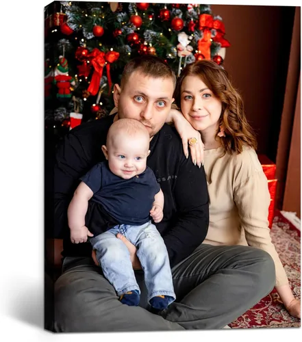 GagetElec Foto personalizada al lienzo, impresiones en lienzo personalizadas con tus fotos (6 x 8 pulgadas enmarcadas), regalos de Navidad para