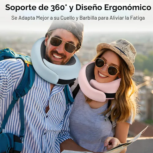 Miniatura 6 de WANDER PLUS® Almohada de viaje, 100% espuma viscoelástica para cuello, almohada de viaje para avión, soporte ergonómico para el cuello, ideal