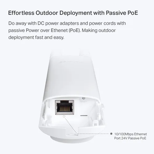 Miniatura 9 de TP-Link EAP110-Outdoor V3, punto de acceso WLAN N300 para exteriores, cobertura WiFi de hasta 200 metros, PoE pasivo con inyector PoE gratuito, SDN