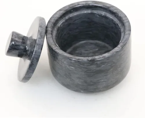 Miniatura 2 de Bodegas de sal de mármol, caja de sal negra con cubierta, contenedor de almacenamiento de soporte de sal para mostrador, contenedor de sal de cocina