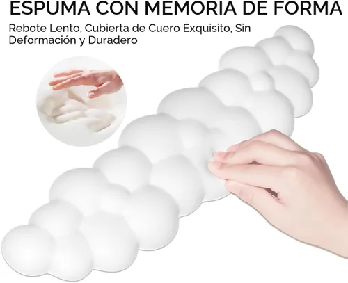 Miniatura 5 de JIKIOU Reposamuñecas para Teclado Cloud de Cuero Mejorado, Reposamuñecas Cloud con Base de PU Antideslizante, Cómodo Reposamuñecas de Espuma