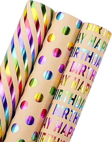 Miniatura 30 de WRAPAHOLIC - Papel de regalo para baby shower con diseño de oso - Rollo mini - 3 rollos - 17 pulgadas x 120 pulgadas - Papel de regalo con lazo