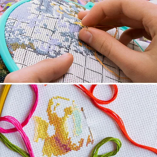 Miniatura 7 de 80 agujas de punto de cruz, agujas de coser doradas grandes para bordar a mano con enhebrador, desenganchador de hilo para costura de cruz (talla 22)
