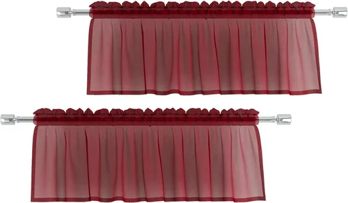 Miniatura 12 de Cenefas traslúcidas beige de 18 pulgadas, cortinas para ventana de sala de estar, dormitorio, cocina, mini paneles de cortina cortos pequeños
