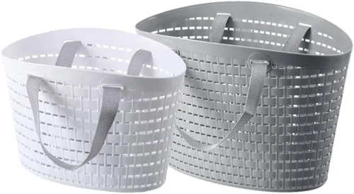 Cesta de almacenamiento de plástico portátil con asa y caja organizadora para baño, despensa, cocina, dormitorio universitario, garaje, cesta de
