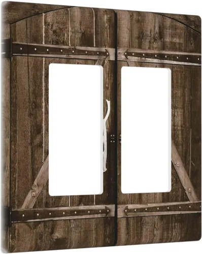 Miniatura 437 de Placa Decorativa de Pared de Granja Rústica con Cuerno de Madera para Puerta de Granero 1 Banda Duplex Cubiertas de Toma Eléctrica Soltera