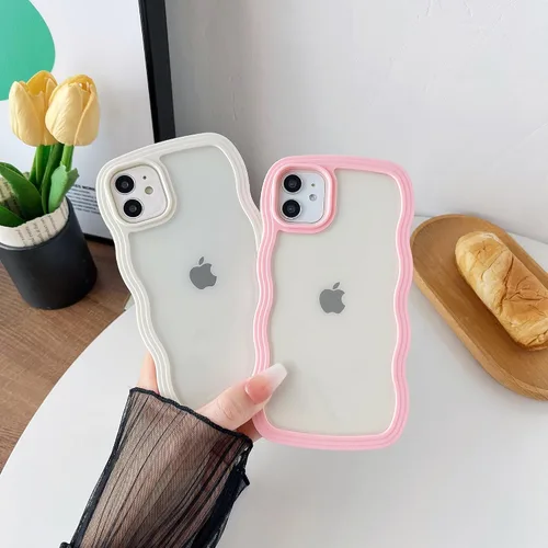 Miniatura 2 de Caseative Funda para iPhone 11, color negro Forma de marco de onda rizada linda a prueba de golpes suave