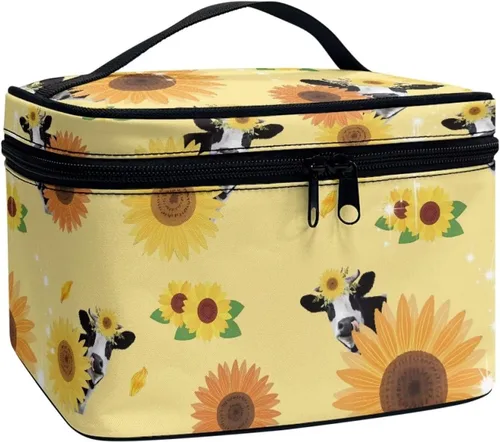Miniatura 48 de Flashideas Bolsa de maquillaje para cosméticos Almacenamiento vertical Bolsa de maquillaje de viaje de gran capacidad, Caballo Azteca 1