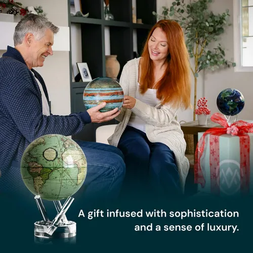 Miniatura 3 de MOVA Globe - Antiguo Cassini Green Classic (4.5 pulgadas) Globo de escritorio giratorio alimentado por energía solar Regalo decorativo clásico