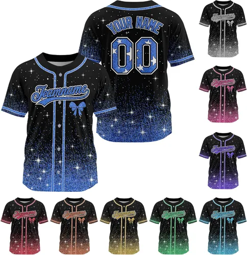 Miniatura 22 de Camiseta de béisbol de uniforme de animadora personalizada, camiseta de animadora para niñas, mujeres, jóvenes, niños, camiseta con purpurina