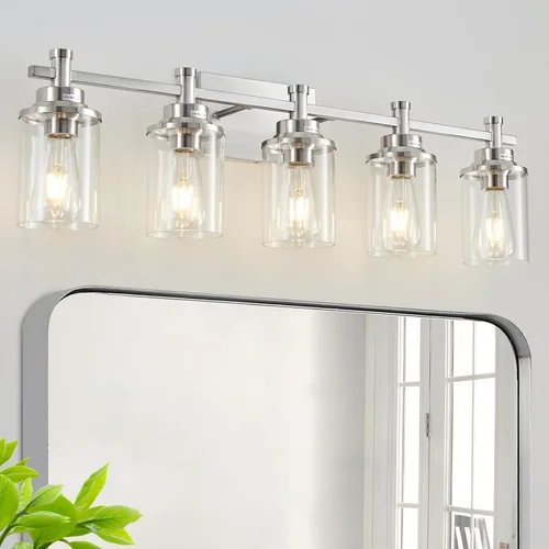 Miniatura 9 de Accesorios de Luz de Baño de 3 Luces, Accesorio de Luz de Tocador Negro y Dorado Cepillado Sobre Espejo, Apliques de Pared Modernos Iluminación