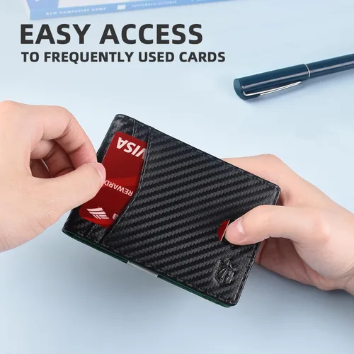Miniatura 80 de Zitahli - Billetera delgada con 12 ranuras para tarjetas, ventana de identificación con clip para dinero, bolsillo frontal RFID plegable, pequeña