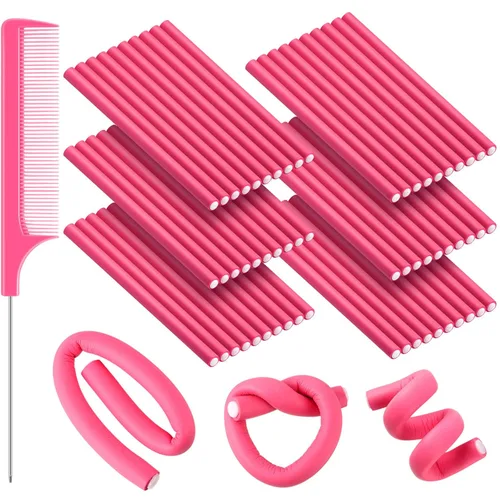 WILLBOND - 60 piezas de varillas rizadoras de cabello flexibles sin calor, rodillos rizadores Twist Flexi para cabello largo y corto, para mujeres