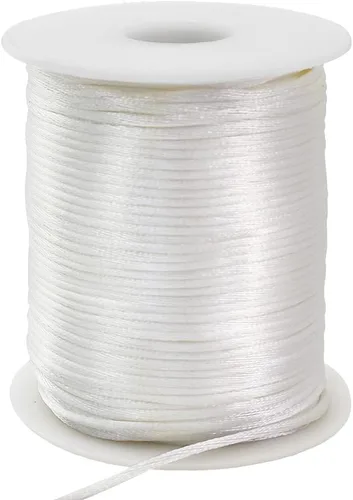 Miniatura 22 de TONIFUL 1 mm x 100 yardas de cordón de nailon blanco satinado para hacer pulseras, cordón de macramé cola de ratón, cordón de cuentas a granel