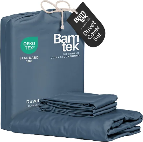Miniatura 14 de Juego de funda de edredón - Funda de edredón 100% viscosa derivada de bambú, tamaño Queen, 3 piezas de funda de edredón refrescante de lujo
