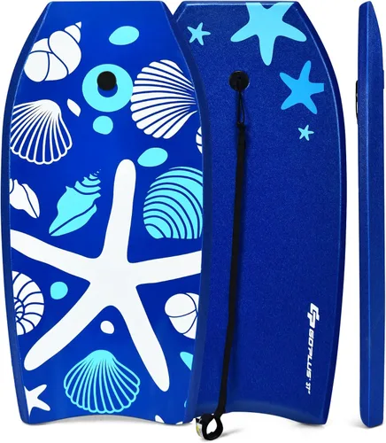 Miniatura 14 de Goplus Bodyboard para playa, 33/37/41 pulgadas, tabla de cuerpo ligero con correa de muñeca, núcleo EPS, cubierta XPE, parte inferior lisa de HDPE