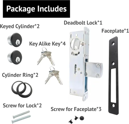 Miniatura 3 de elox Cerradura de cerrojo de aluminio para puerta de embutir de acero oscilante, cerrojo oscilante, cilindro de zinc de doble llave y 4 llaves