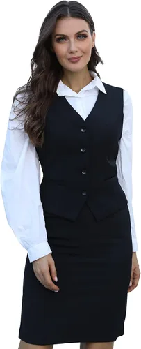 Miniatura 2 de V VOCNI - Chaleco con 4 botones y cuello en V para mujer