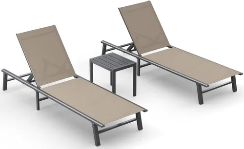 Miniatura 53 de Tumbona de Aluminio para Exteriores - Silla de Descanso Plegable y de Montaje Libre para Exteriores con 5 Respaldos Ajustables, Silla de Patio