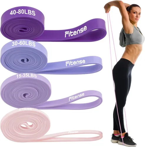 Fitense Resistance Bands Set - Pull Up Bands for Men Women, Exercise Bands Resistance with Door Anchor, Training Poster & Pouch for Body Stretching,