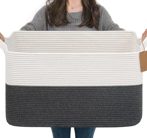 Miniatura 14 de Goodpick Cesta de Almacenamiento Negra para Estantes, Cestas Tejidas para Almacenamiento, Cestas de Almacenamiento de Juguetes para Niños, Cesta