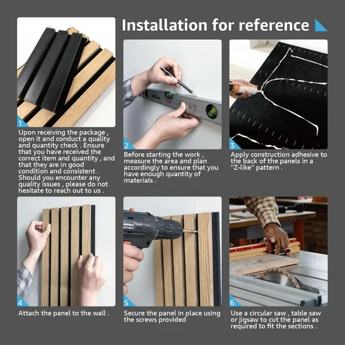 Miniatura 6 de Art3d Paquete de 2 paneles acústicos de listones de madera de 94.5 x 24 pulgadas para pared y techo - 31 pies cuadrados Panel acústico 3D estriado