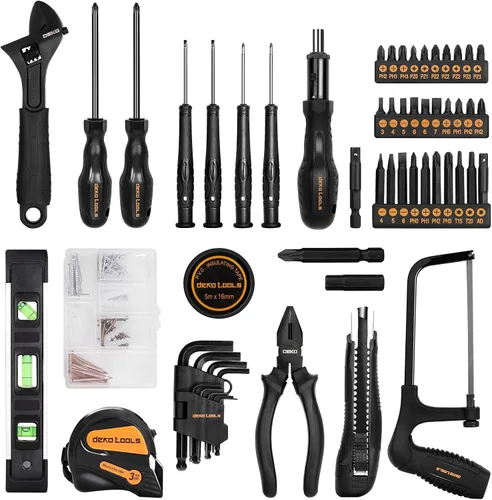 Miniatura 3 de DEKOPRO Kit de herramientas manuales para el hogar general de 218 piezas, juego de herramientas profesionales de reparación de automóviles