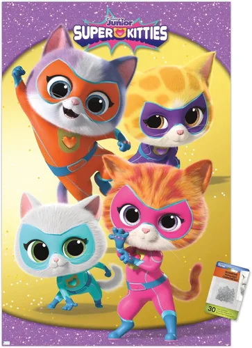 Miniatura 7 de Trends International Disney Junior Super Kitties - Póster de pared de grupo, 14.72 x 22.37 pulgadas, paquete de póster premium y alfiler