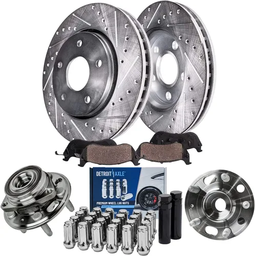 Miniatura 49 de Detroit Axle - Kit de freno delantero para Ford Explorer Mercury Mountaineer 2002-2005 Bujes de rodamiento de rueda perforados y ranurados rotores