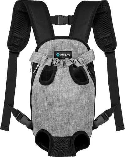 PetAmi Mochila transportadora para perros, mochila transportadora frontal ajustable para mascotas y gatos, transportadora ventilada para el pecho
