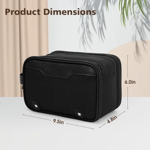 Miniatura 6 de Bolsa de aseo Wedama para hombres, bolsa de aseo colgante de viaje para viajes de negocios, natación, camping, Negro, M, Classic