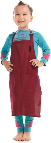 Miniatura 4 de Niños Art Smock Niños Pintura Babero Delantal Kit Artesanía 2 Bolsillos Espaciosos Rojo