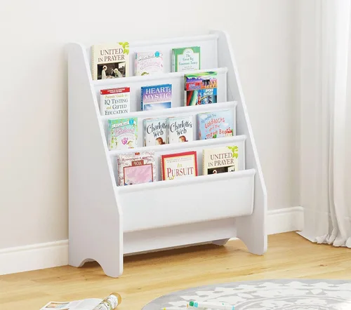 UTEX Estantería para niños, estante para libros para habitaciones de niños, estantería de 4 niveles para niños, niños pequeños, estante para libros
