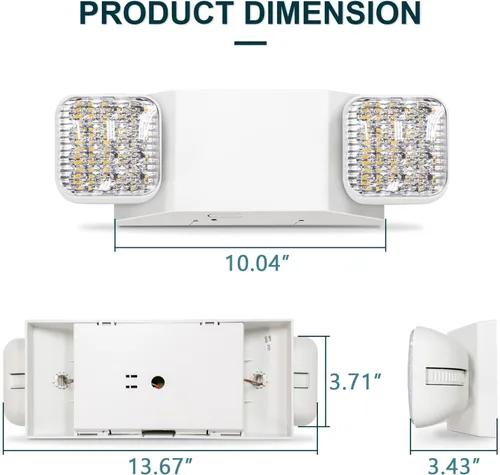 Miniatura 4 de Luces LED de emergencia, luces de emergencia comerciales ajustables de dos cabezales para negocios, cortes de energía, con batería de respaldo