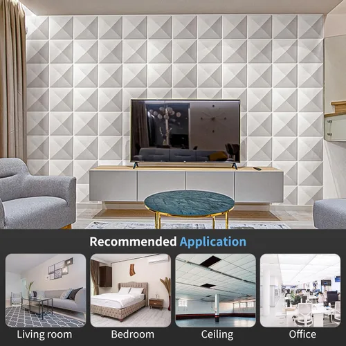 Miniatura 38 de Art3d Panel de Pared de Diamante 3D de PVC Dentado a Juego-Negro Mate, para Decoración Interior Residencial y Comercial Diamante mate negro
