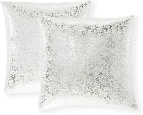 Miniatura 7 de Xinrjojo Juego de 2 almohadas brillantes en negro y dorado, almohadas suaves y brillantes decorativas, juego de fundas de almohada cuadradas negras
