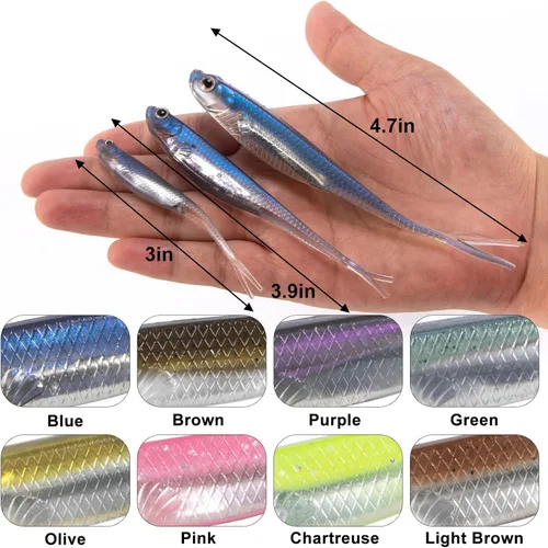Miniatura 2 de Dr.Fish Señuelos de plástico suave, cebos de cola de horquilla suaves, cebos de natación suaves Jerk Shad de 3 a 4-3/4 pulgadas, cebos de pesca