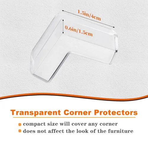 Miniatura 3 de Paquete de 20 protectores de esquina para bebé, protector de esquina transparente para muebles de esquina y borde, amortiguador para bordes de mesa