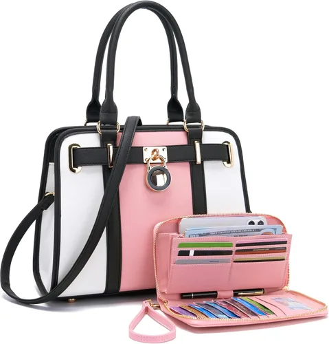Miniatura 14 de Conjuntos de bolsos para mujeres, bolsos de hombro con asa superior, maletín de trabajo, conjunto de carteras tipo tote con billetera a juego, 2
